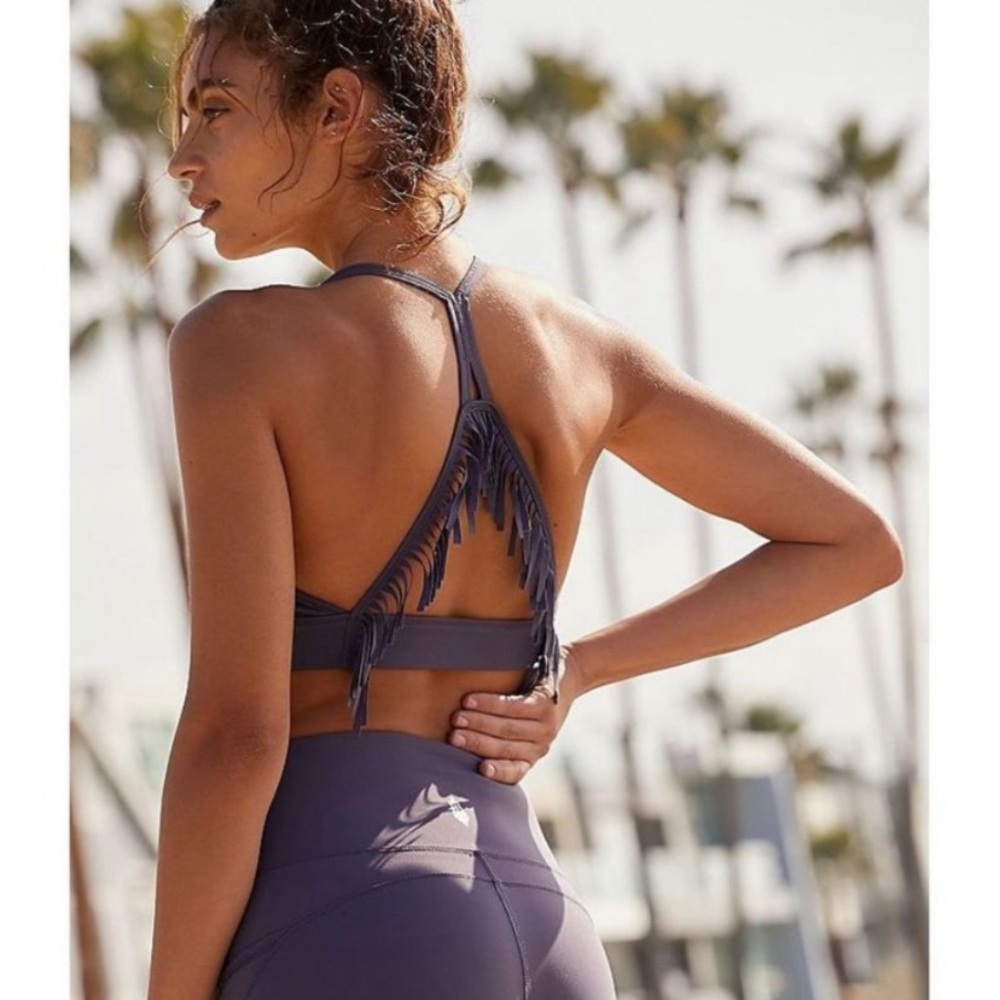 FP Movement by Free People Fiesta Bra Fringe in Plum
